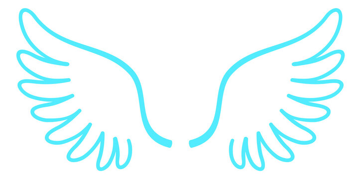 White feathered wings icon. Angel wing logo. Purity symbol