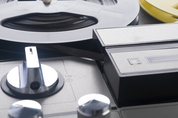 close-up of the magnetic tape recorder mode switching controller
