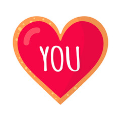 Gingerbread heart cookie with you inscription