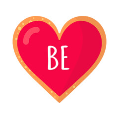 Gingerbread heart cookie with be inscription