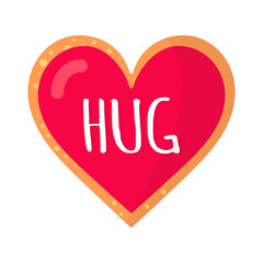 Gingerbread heart cookie with hug inscription