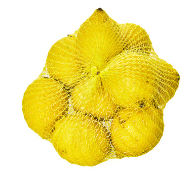  Mesh of lemons isolated on a white background