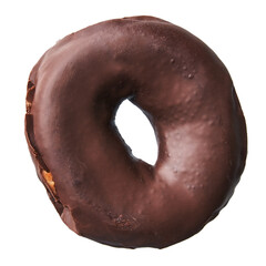  Single delicious chocolate doughnut isolated on a white background