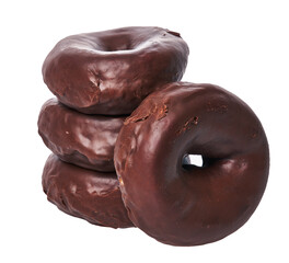  Stack of chocolate doughnuts isolated on a white background