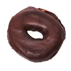  Single delicious chocolate doughnut isolated on a white background