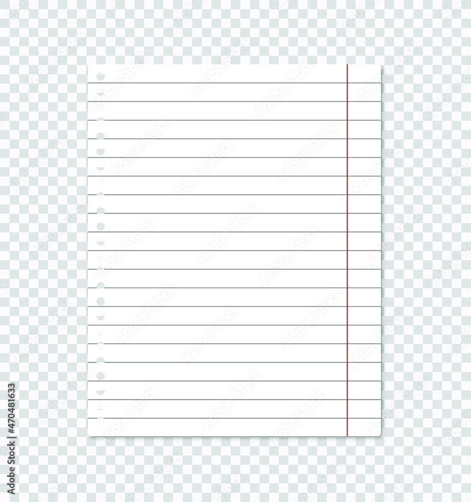 Poster lined paper sheets of notebook or copybook. vector realistic paper sheet of lines notepad pages set 