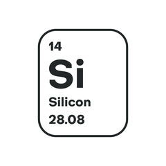 Symbol of chemical element Silicon as seen on the Periodic Table of the Elements, including atomic number and atomic weight. Vector illustration