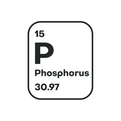 Symbol of chemical element Phosphorus as seen on the Periodic Table of the Elements, including atomic number and atomic weight. Vector illustration