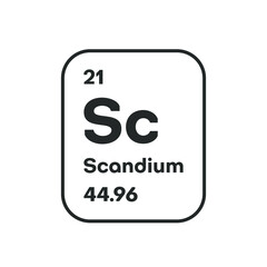 Symbol of chemical element Scandium as seen on the Periodic Table of the Elements, including atomic number and atomic weight. Vector illustration
