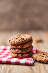  Delicious chocolate cookies on a wooden table