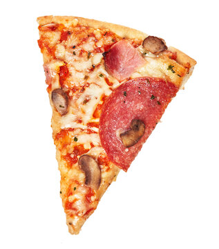  Slice of italian pizza isolated on a white background