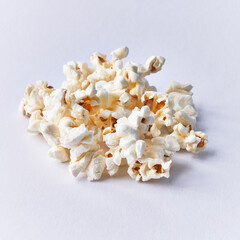 Bunch of salty popcorns isolated on a white background