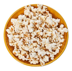  Bowl of salty popcorns isolated on a white background