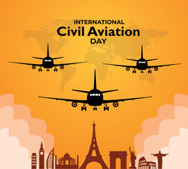 Fototapeta na wymiar International Civil Aviation Day. December 7. city concept. Template for background, banner, card, poster.
