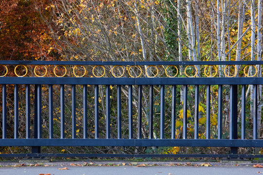 Bridge Railings in front of autumn leaves © Richard
