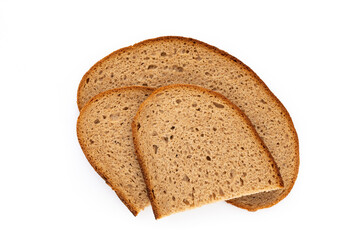 Rye bread isolated on white background.
