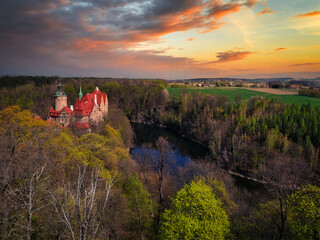 Beautiful Czocha Castle at sunset, Poland