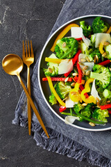 broccoli sweet pepper green beans salad on a plate