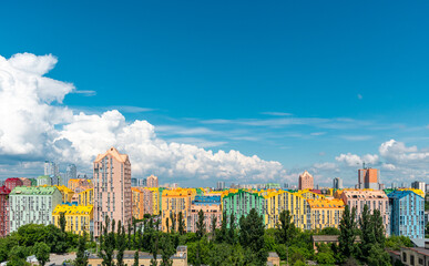 Bright multicolor residential district in Kiev