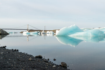 Melting ice in lagoon in Iceland