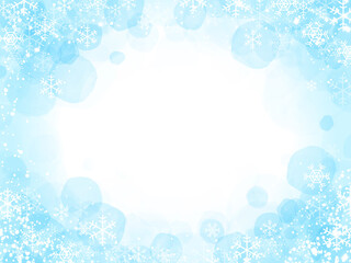 雪・雪の結晶・水彩・背景・枠・素材
