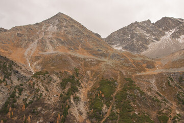 Autumn view of the Fluela Pass near Davos..