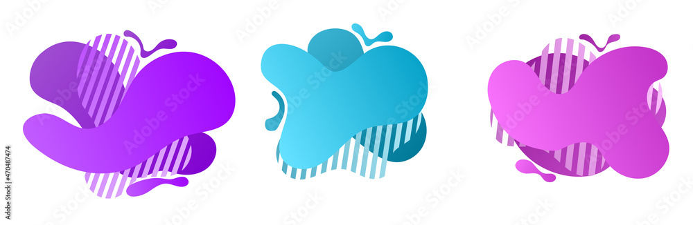Poster set of colorful blob abstract shape organic design elements. fluid round shape liquid amoeba for cre