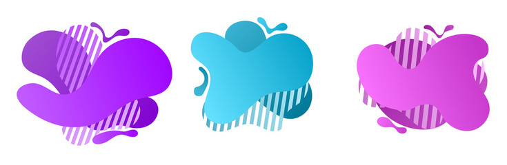 Set of colorful blob abstract shape organic design elements. Fluid round shape liquid amoeba for creative use. Templates for advertising or social media post. Flat cartoon vector illustration