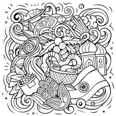 India hand drawn vector doodles illustration.