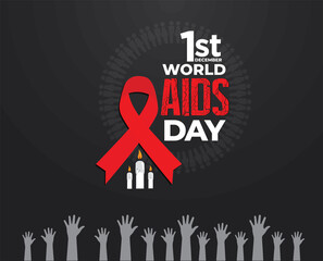 World AIDS Day. Aids Day with Red ribbon concept. Aids Awareness icon design for poster, banner, t-shirt. isolated on white background.