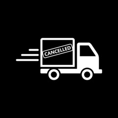 Delivery cancelled icon isolated on dark background
