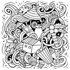 Maldives cartoon vector doodle illustration