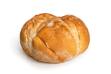 Round bread made of wheat flour, with an appetizing golden crust
