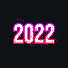 New year 2022 typography colorful firework sparkling new year background design, Happy new year 2022 text typography design pattern, vector illustration, 2022  editable golden text effect