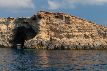 Pleasure boat at Blue Lagoon of Comino, Malta