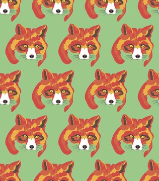 Vector pattern Colorful Fox head.Bright color abstract spots, pop art painting.