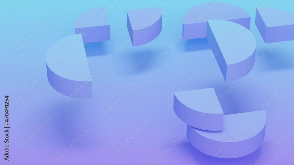Poster flying geometric shapes on gradient background. abstract loop animation