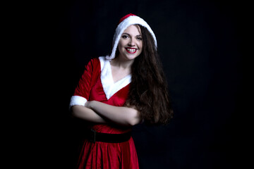 Donna con vestito da Babbo Natale