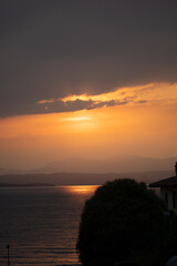 Orange Sunset in Italy at Lake Garda 