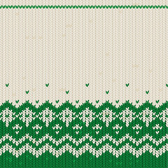 Knitted green and white christmas sweater texture. Ugly sweater party.