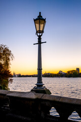 Obraz premium Hamburg, Germany. The Lake Alster at sunset.