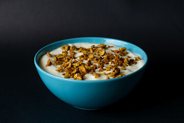 bowl of granola and milk