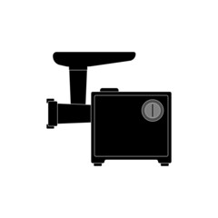 Powerful square meat grinder for automatic grinding of various types of products on a white background.