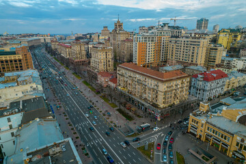 Fototapeta premium Aerial view of city avenue