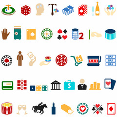 illustration of icon set or design elements relating to casino.