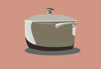 A kitchen metal pan with a closed lid.