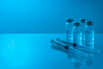 Medical vaccine. Development against infectious diseases. Space for text. A call to action. Anti-vaccination. Coronavirus.