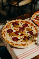 pizza on table 