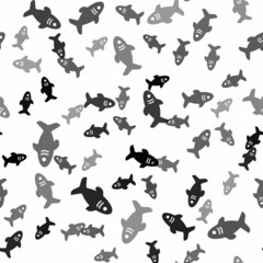 Black Shark icon isolated seamless pattern on white background. Vector