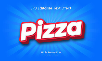 Pizza 3d text effect and colorful background 